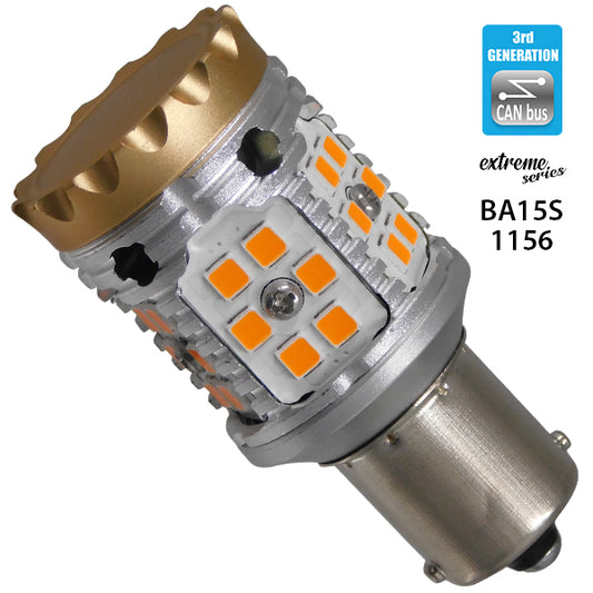 1156 - BA15S - P21W 81233 Λάμπα Αυτοκίνητου LED Extreme Series Can-Bus 3ης Γενιάς με βάση 1156 28W 12v Πορτοκαλί για Φλας