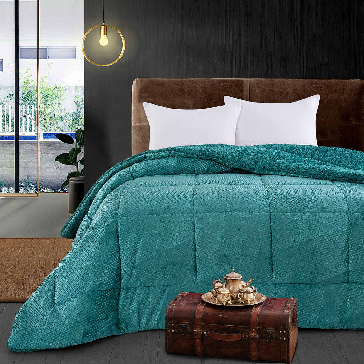 Κουβερτοπάπλωμα Υπέρδιπλο Art 11560 220x240εκ Πετρόλ