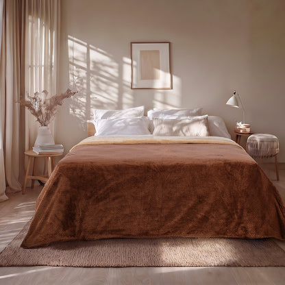 Κουβέρτα Υπέρδιπλη Διπλής Όψεως Art 11601 Jacquard Fleece 700gsm Fiesta Plus 220x240εκ Καφέ/Μπεζ