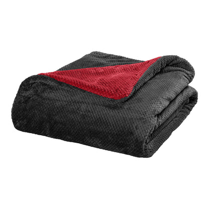 Κουβέρτα Υπέρδιπλη Διπλής Όψεως Art 11601 Jacquard Fleece 700gsm Fiesta Plus 220x240εκ Μαύρο/Κόκκινο