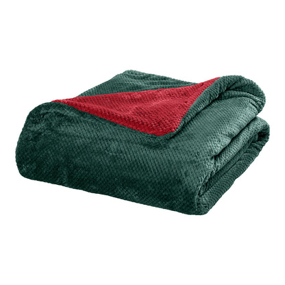 Κουβέρτα Υπέρδιπλη Διπλής Όψεως Art 11601 Jacquard Fleece 700gsm Fiesta Plus 220x240εκ Πράσινο/Κόκκινο