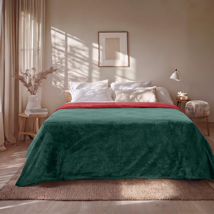 Κουβέρτα Υπέρδιπλη Διπλής Όψεως Art 11601 Jacquard Fleece 700gsm Fiesta Plus 220x240εκ Πράσινο/Κόκκινο