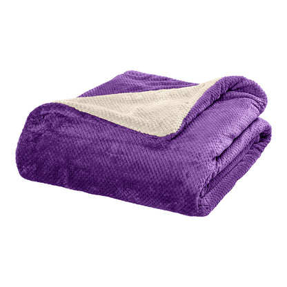 Κουβέρτα Υπέρδιπλη Διπλής Όψεως Art 11601 Jacquard Fleece 700gsm Fiesta Plus 220x240εκ Εκρού/Μωβ
