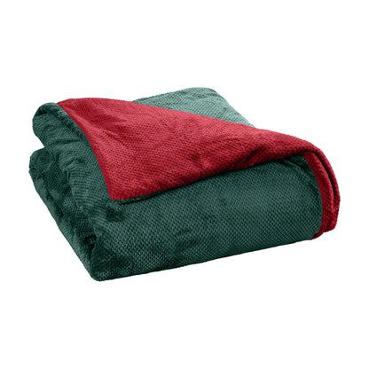 Παπλωματοθήκη Υπέρδιπλη Διπλής Όψεως Art 11602 Jacquard Fleece 700gsm Fiesta Plus 220x240εκ Πράσινο/Κόκκινο