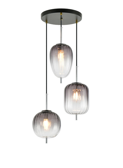 PDC 4022-3 CR ΠΟΛΥΦΩΤΟ 3 ΣΧΕΔΙΑ ΓΥΑΛΙΑ ΦΙΜΕ ΓΚΡΙ ΝΤΕΓΚΡΑΝΤΕ 3xE14 Φ42x25x120