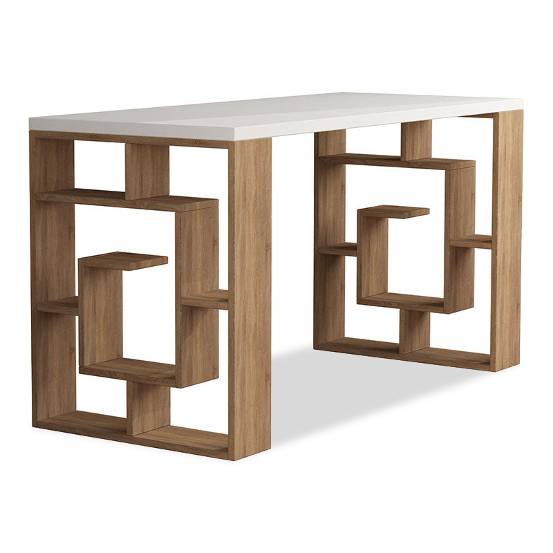 Γραφείο Labirent Χρώμα Λευκό-Φυσικό 140x60x75