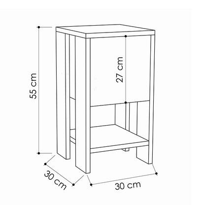 Κομοδίνο Ema Χρώμα Λευκό 30x30x55