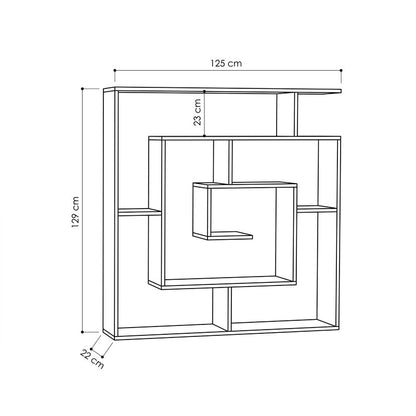 Βιβλιοθήκη Labirent Χρώμα Μόκα 125x22x129