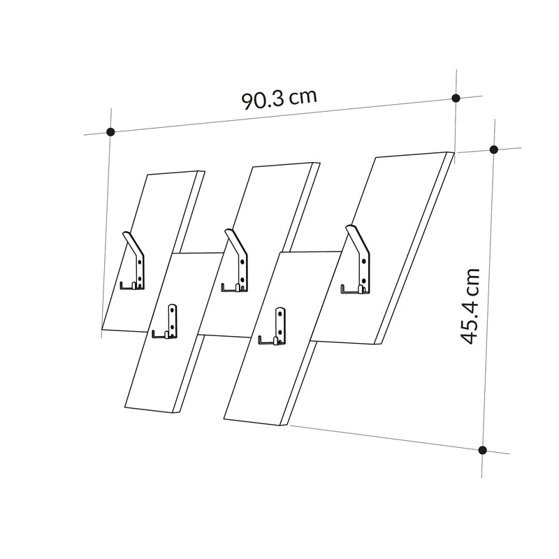 Κρεμάστρα Τοίχου Livy Oak-Γκρι Μελαμίνης 75.2x1.8x45.3