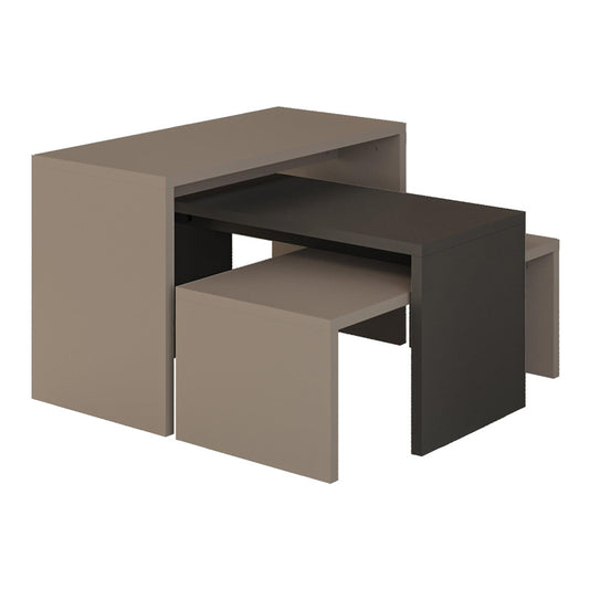 Τραπέζια Σαλονιού Kantar Σετ 3 Τεμ σε Ανθρακί - Μόκα Απόχρωση 65x30x39