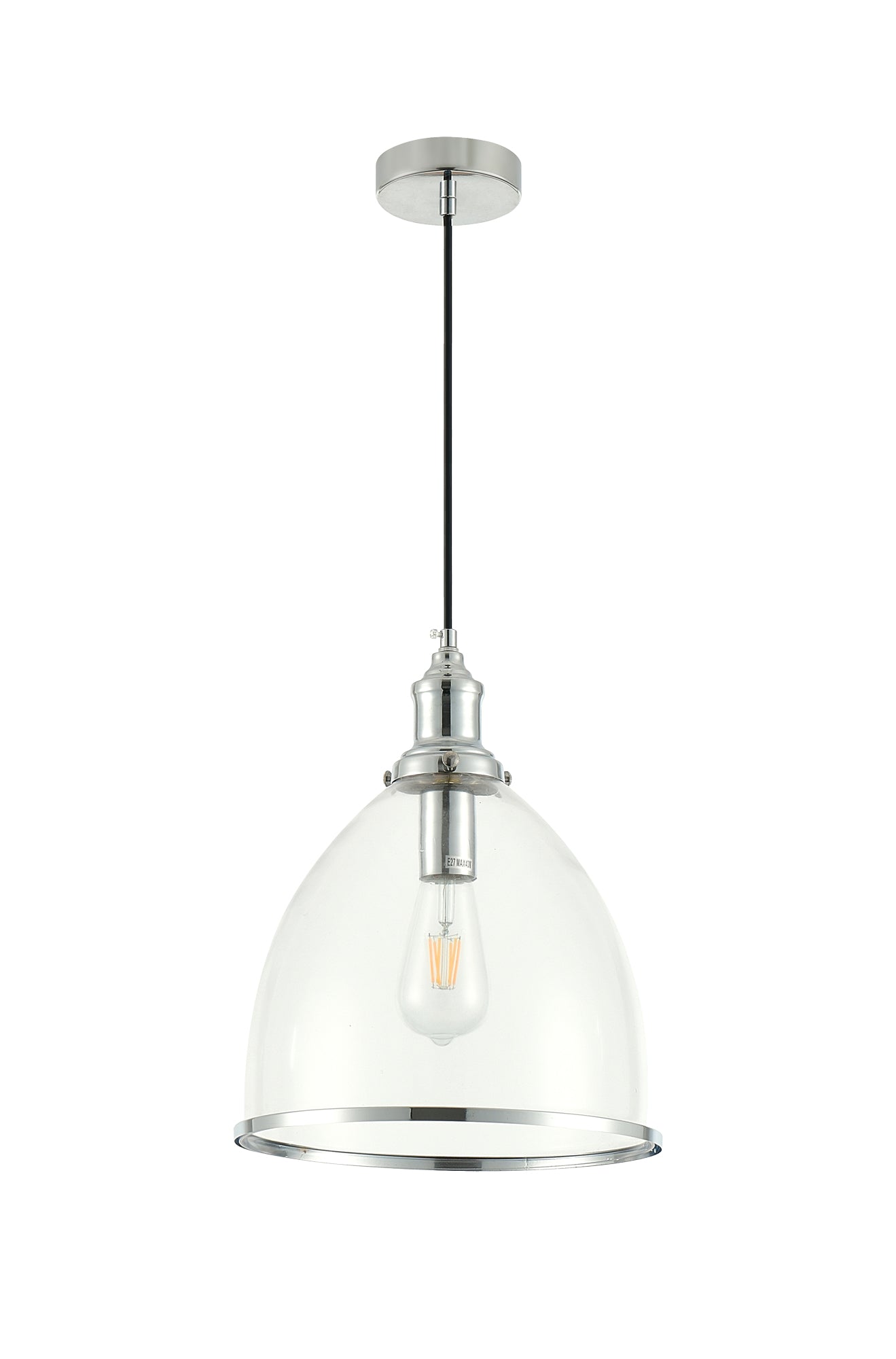 PDC 1491 CR 1/Φ ΔΙΑΦΑΝΗ ΓΥΑΛΙΝΗ ΚΑΜΠΑΝΑ ΜΕ ΜΠΟΡΝΤΟΥΡΑ ΑΣΗΜΙ 1xΕ27 Φ28x(35-120)