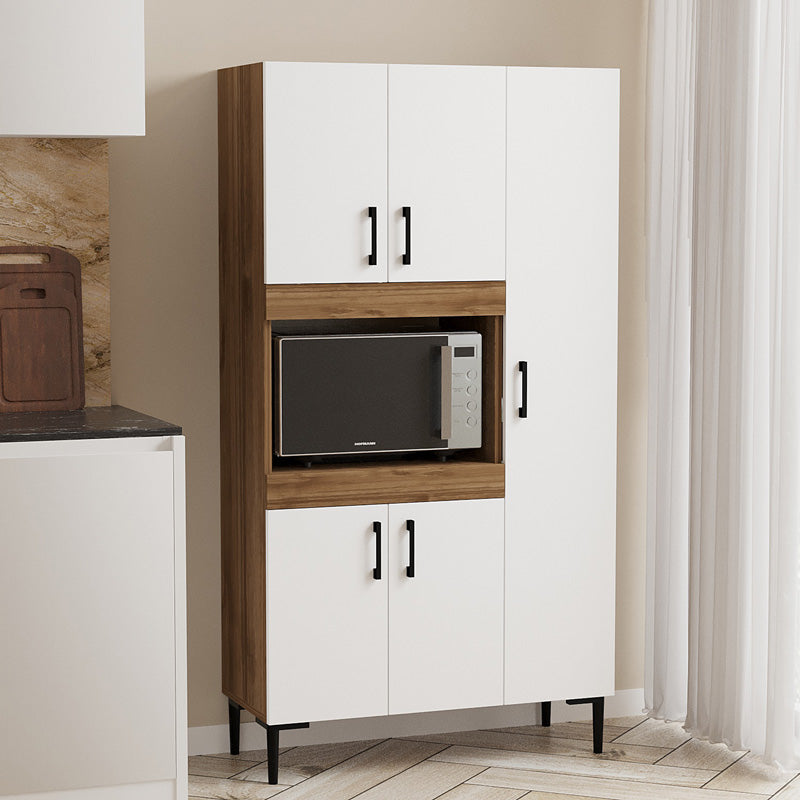 Ντουλάπα Κουζίνας Defne Χρώμα Λευκό-Καρυδί 89x37.5x160
