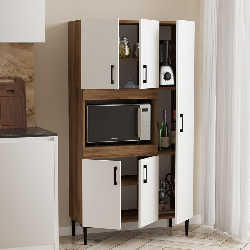 Ντουλάπα Κουζίνας Defne Χρώμα Λευκό-Καρυδί 89x37.5x160