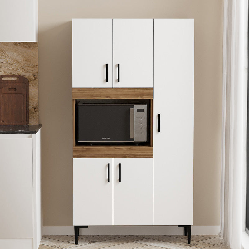 Ντουλάπα Κουζίνας Defne Χρώμα Λευκό-Καρυδί 89x37.5x160