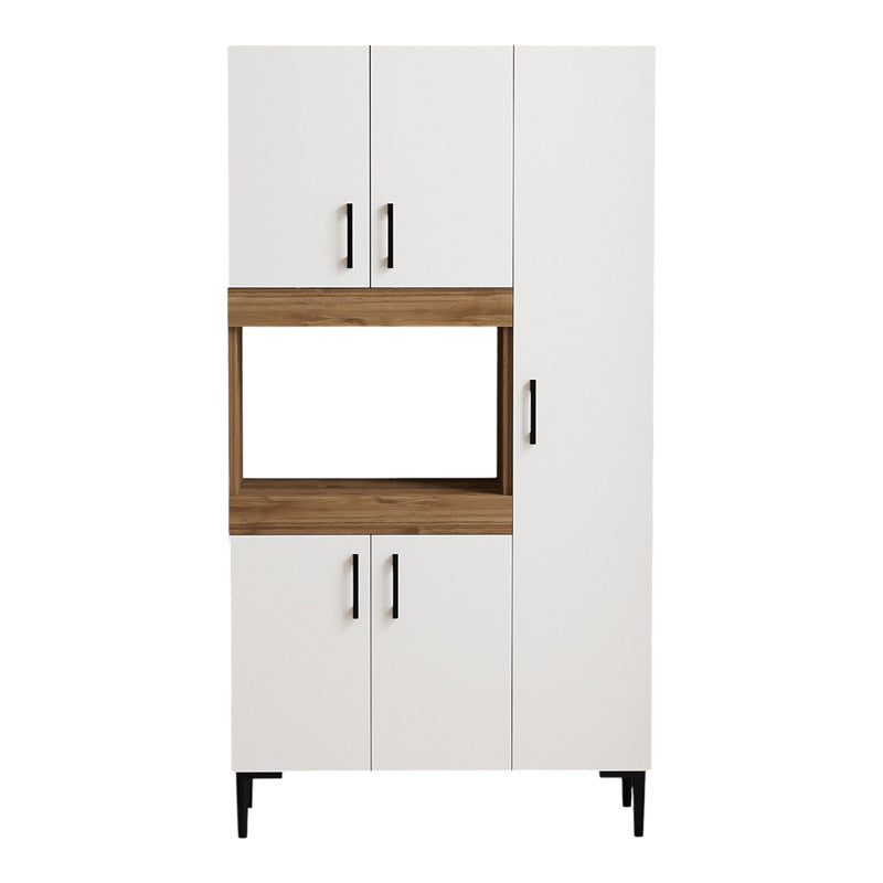 Ντουλάπα Κουζίνας Defne Χρώμα Λευκό-Καρυδί 89x37.5x160