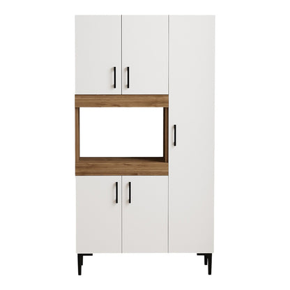 Ντουλάπα Κουζίνας Defne Χρώμα Λευκό-Καρυδί 89x37.5x160