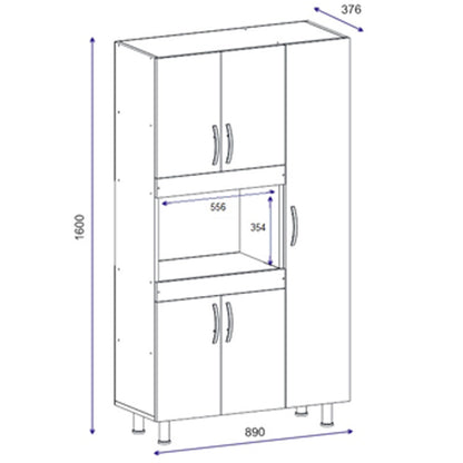 Ντουλάπα Κουζίνας Defne Χρώμα Λευκό-Καρυδί 89x37.5x160