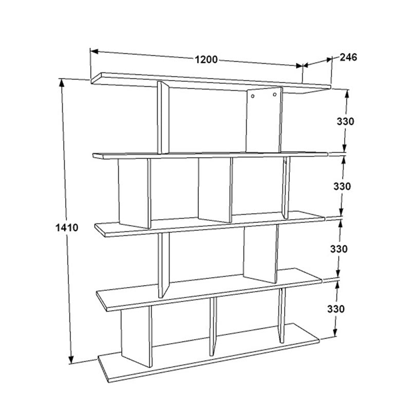 Βιβλιοθήκη Ratu Sonoma-Μαύρο 120x24,6x141