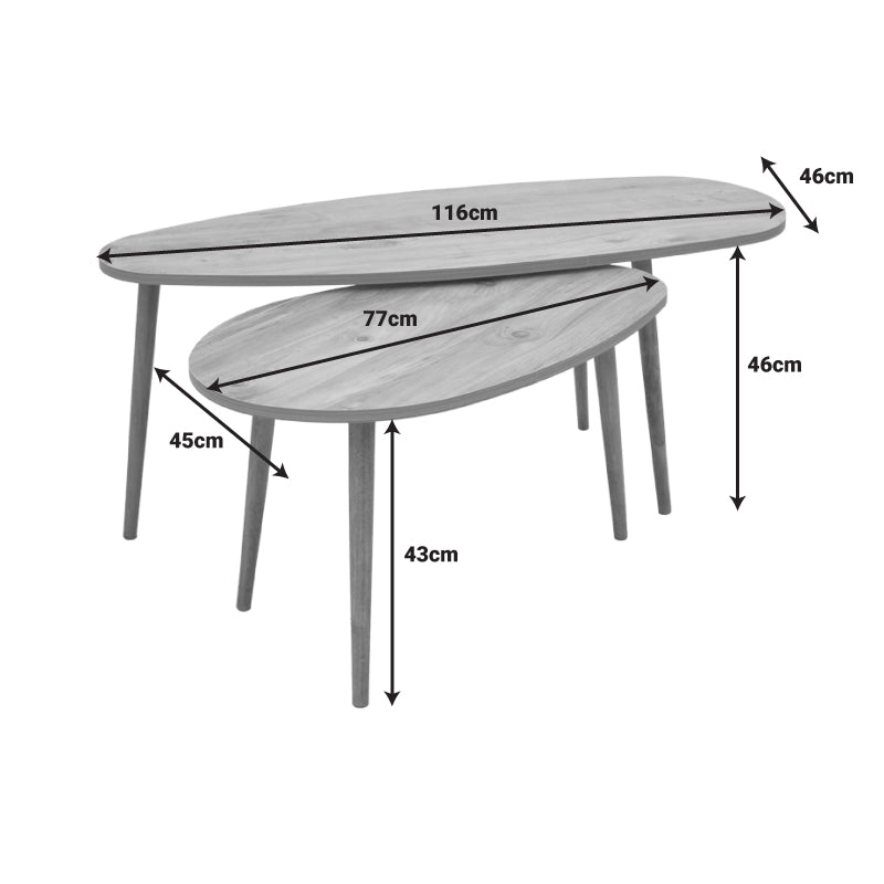 Τραπέζι Σαλονιού Monty 2 Τεμ. σε Oak Απόχρωση 116x46x46