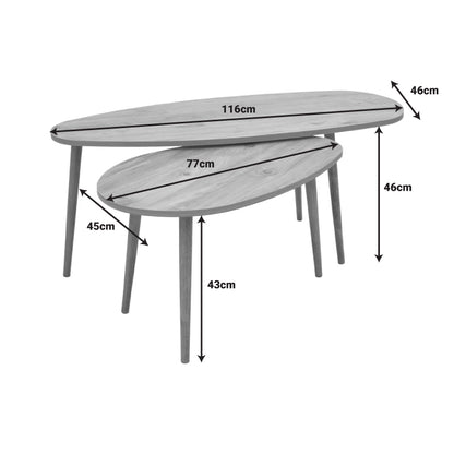Τραπέζι Σαλονιού Monty 2 Τεμ. σε Oak Απόχρωση 116x46x46