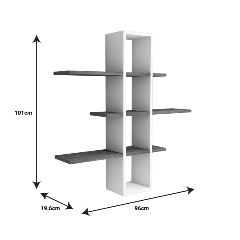 Ραφιέρα Τοίχου Akira Μελαμίνη σε Καρυδί-Λευκή Απόχρωση 96x19.5x101
