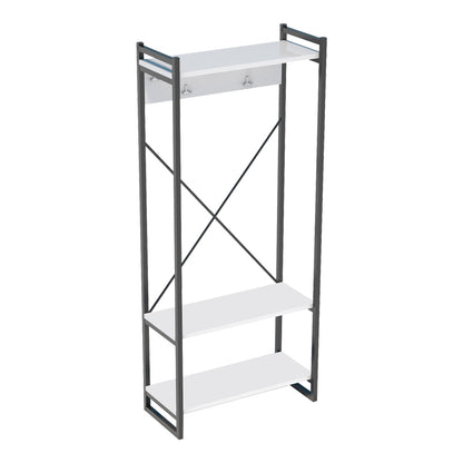 Έπιπλο Εισόδου με Κρεμάστρα Baker Μαύρο Μέταλλο και Μελαμίνη σε Λευκή Απόχρωση 90x34x180