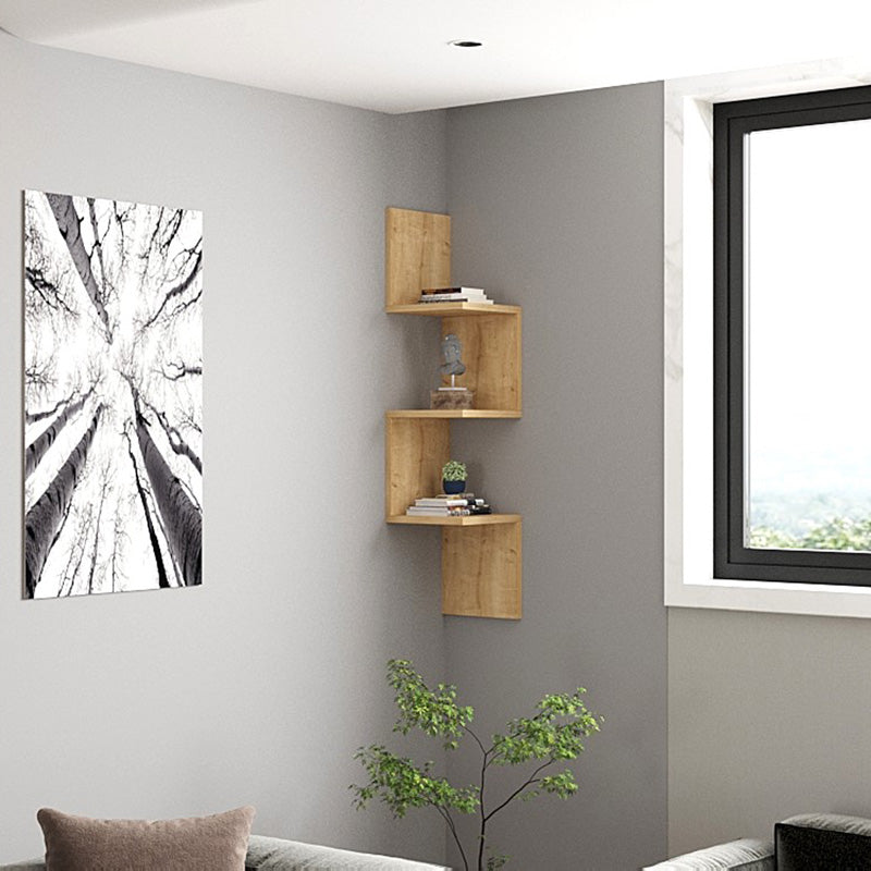 Ραφιέρα Γωνιακή Τοίχου Insta σε Oakί Απόχρωση 25x25x105,5