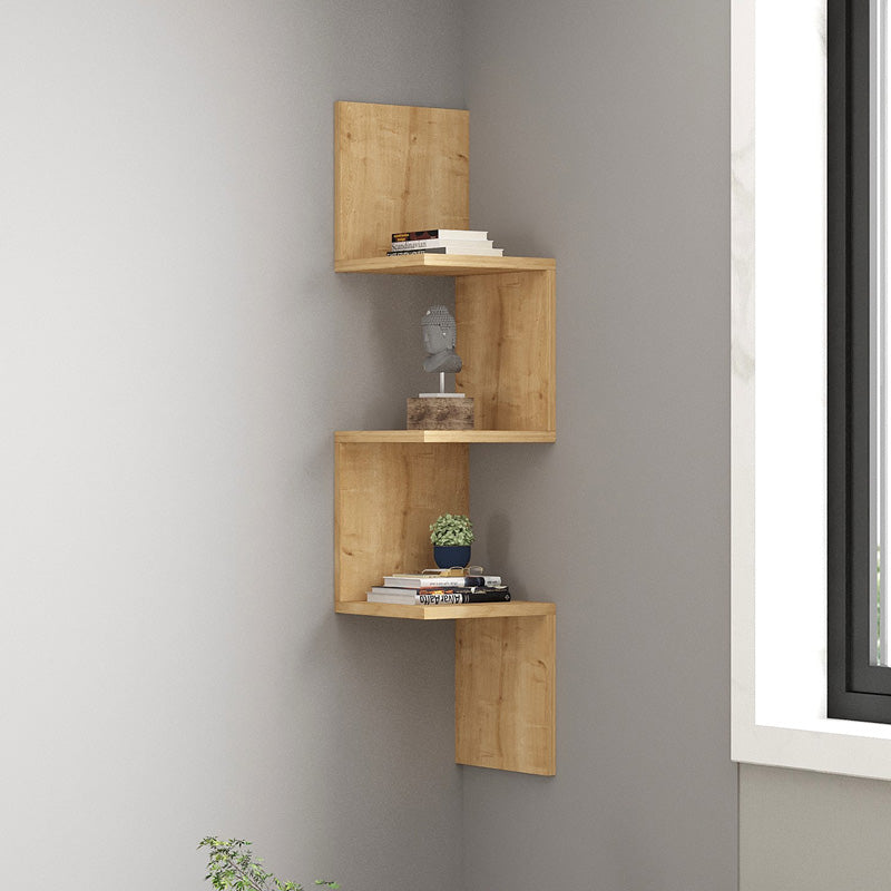 Ραφιέρα Γωνιακή Τοίχου Insta σε Oakί Απόχρωση 25x25x105,5