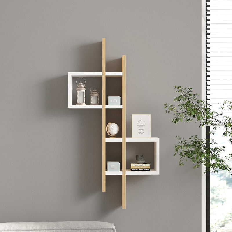 Ραφιέρα Τοίχου Garel σε Oak-Λευκή Απόχρωση 53,8x19,6x108