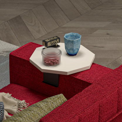 Βοηθητικό Τραπεζάκι Linea σε Απόχρωση Κρέμα με Μαύρα Μεταλλικά Πόδια Φ34x10