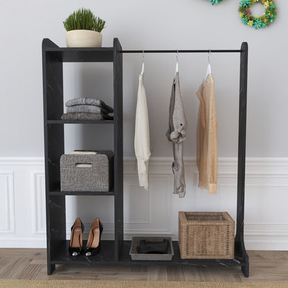 Έπιπλο Εισόδου Renesme σε Μαύρο με Όψη Μαρμάρου 106x45x128