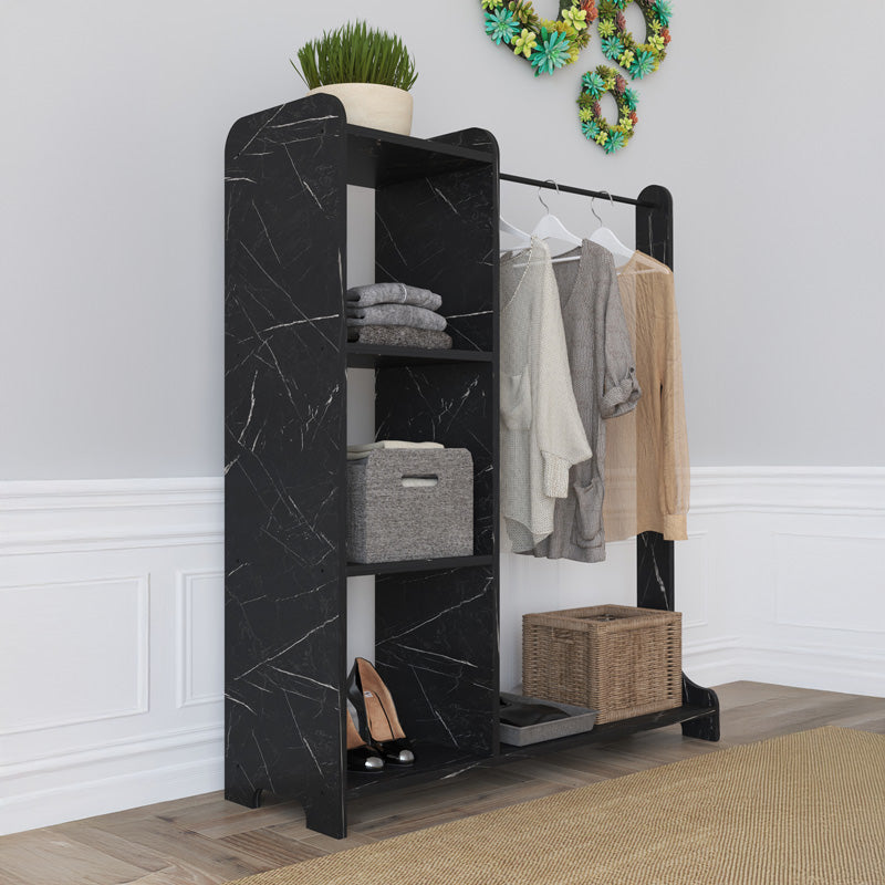 Έπιπλο Εισόδου Renesme σε Μαύρο με Όψη Μαρμάρου 106x45x128