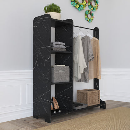 Έπιπλο Εισόδου Renesme σε Μαύρο με Όψη Μαρμάρου 106x45x128