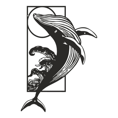Διακοσμητικό Τοίχου Whale Μαύρο Μεταλλικό 38x0,15x50