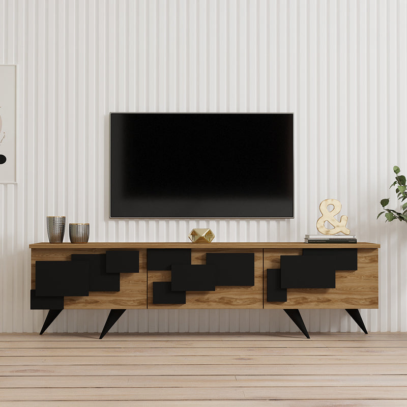 Έπιπλο Τηλεόρασης Trida Oak με Μαύρο 160x35x45