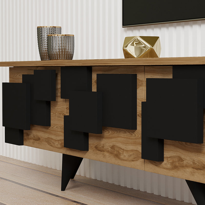 Έπιπλο Τηλεόρασης Trida Oak με Μαύρο 160x35x45