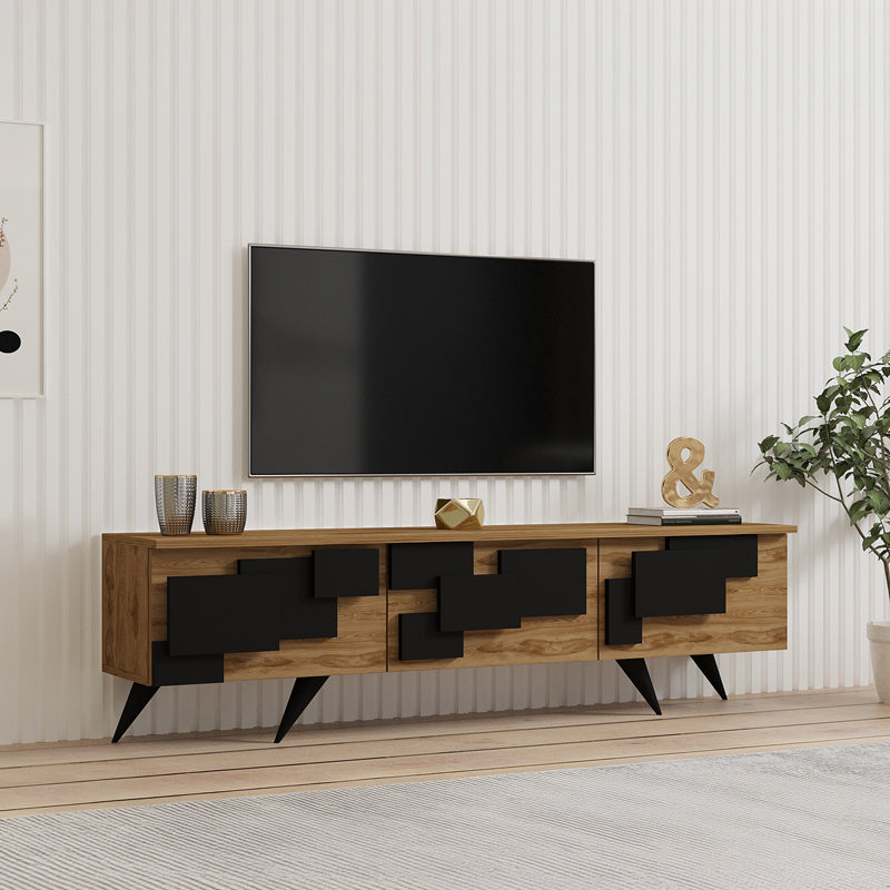 Έπιπλο Τηλεόρασης Trida Oak με Μαύρο 160x35x45