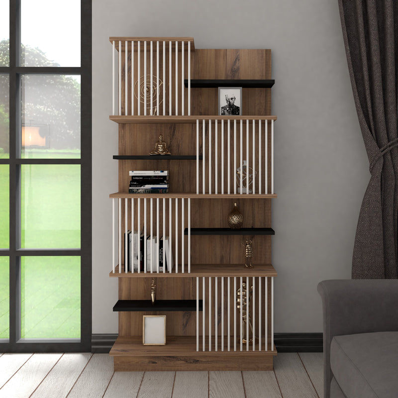 Βιβλιοθήκη Gassim Sonoma με Ανθρακί και Λευκό 80x24.6x160