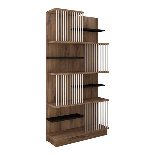 Βιβλιοθήκη Gassim Sonoma με Ανθρακί και Λευκό 80x24.6x160