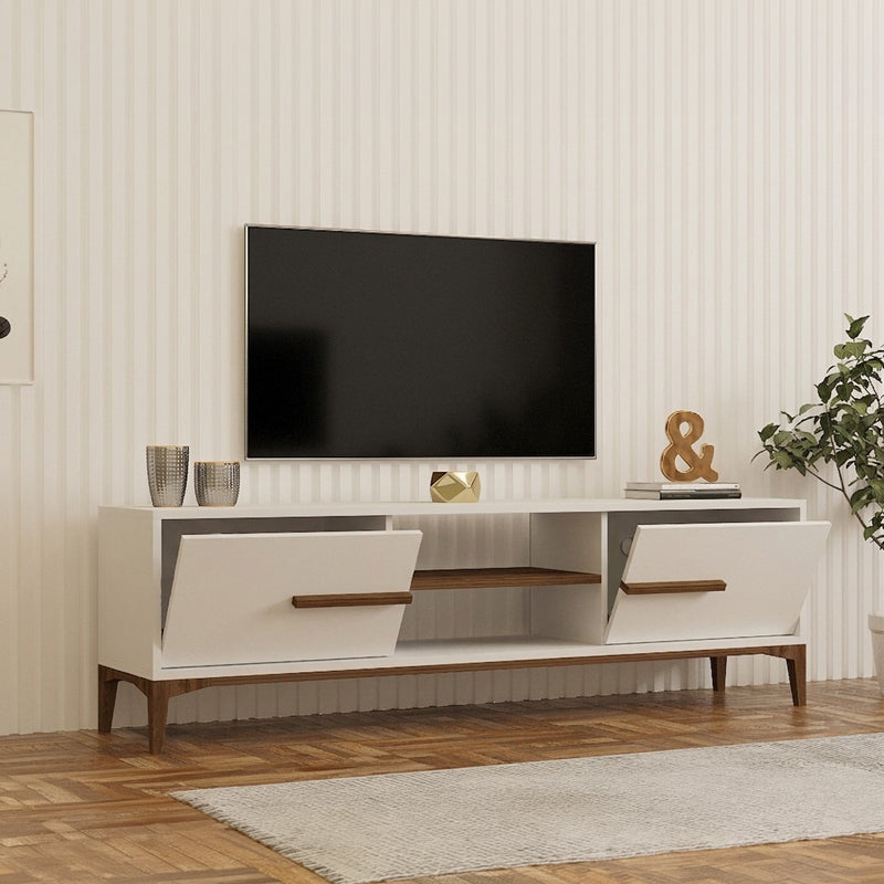 Έπιπλο Τηλεόρασης Eslem Λευκό με Καρυδί 160x34,6x48,1
