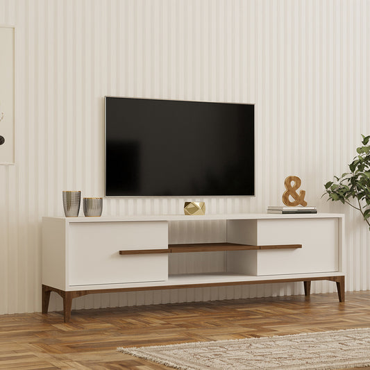 Έπιπλο Τηλεόρασης Eslem Λευκό με Καρυδί 160x34,6x48,1