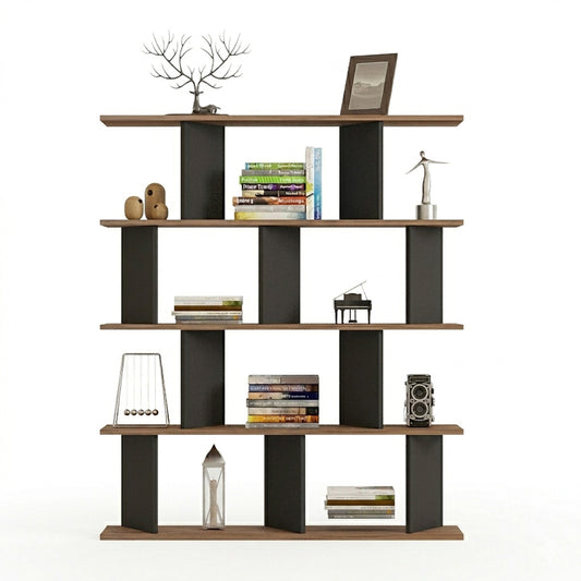 Βιβλιοθήκη Ratu Ανθρακί με Oak 120x24,6x141