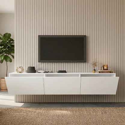 Έπιπλο Τηλεόρασης Επιτοίχιο Felita Λευκό 150x31,4x30