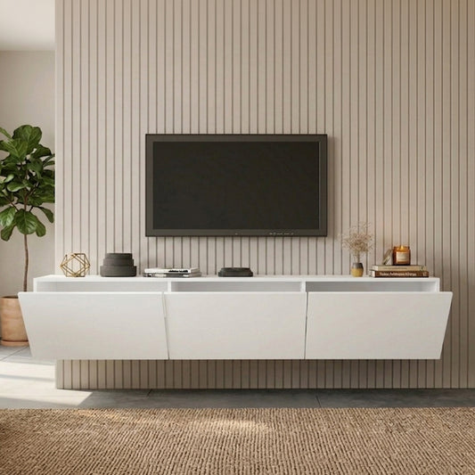 Έπιπλο Τηλεόρασης Επιτοίχιο Felita Λευκό 150x31,4x30
