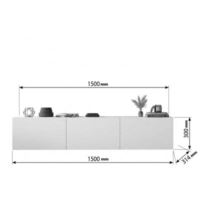 Έπιπλο Τηλεόρασης Επιτοίχιο Felita Λευκό 150x31,4x30