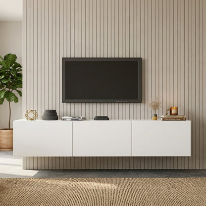 Έπιπλο Τηλεόρασης Επιτοίχιο Felita Λευκό 150x31,4x30