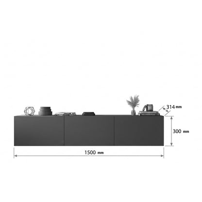 Έπιπλο Τηλεόρασης Επιτοίχιο Felita Ανθρακί 150x31,4x30