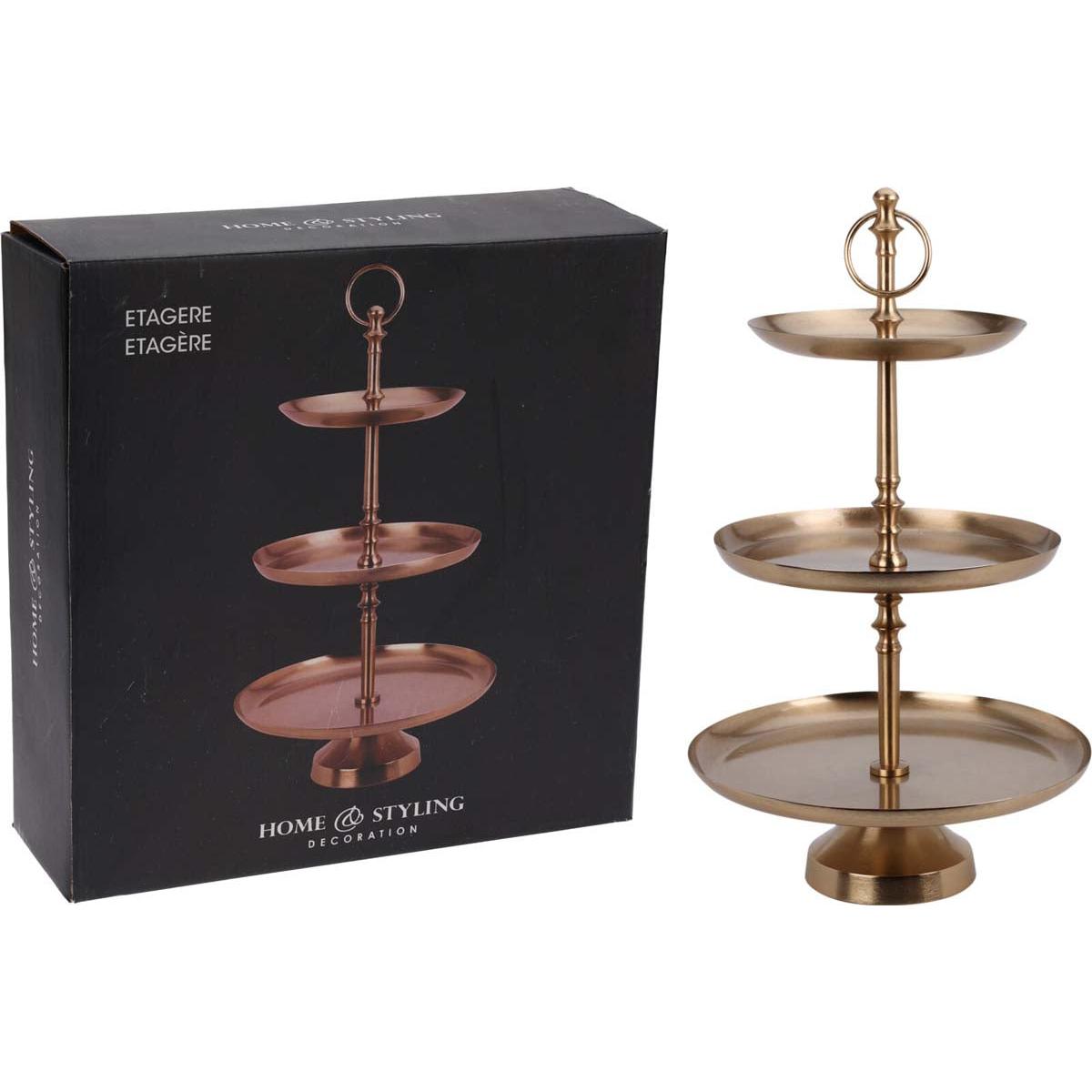 Εταζέρα 3 Επιπέδων από Μέταλλο Χρυσό 30x50εκ