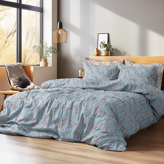 Σετ Πάπλωμα Υπέρδιπλο Art 12211 Emerald 100% Βαμβακοσατέν 300tc 220x240εκ Σιέλ