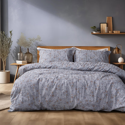 Σετ Παπλωματοθήκη Υπέρδιπλη Art 12212 Jasmine 100% Βαμβακοσατέν 300tc 230x250εκ Γκρι